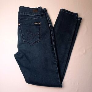 Seven7 Womens Tummyless Mid Rise Skinny Leg Dark Wash Jeans Size 6 Classic